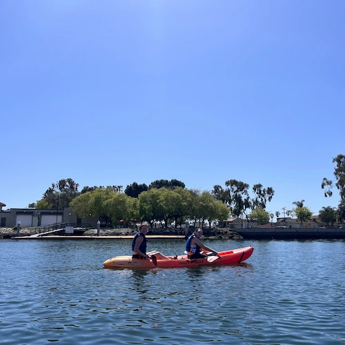 students kayaking