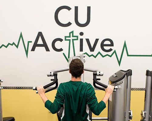 Student working out at CU Active