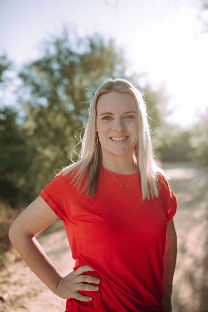 A woman smiling at camera