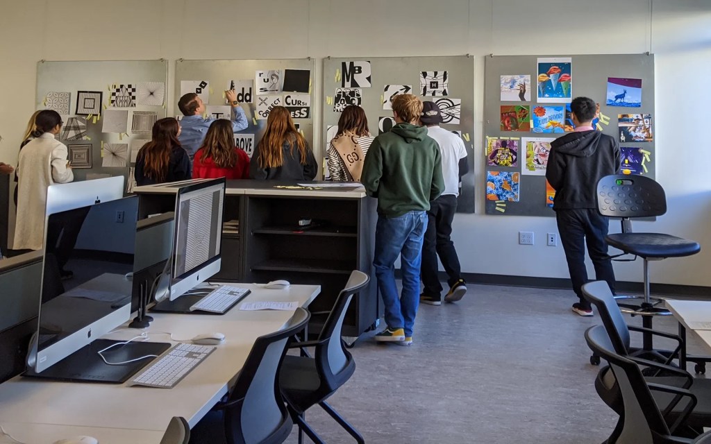 A group of people in a classroom