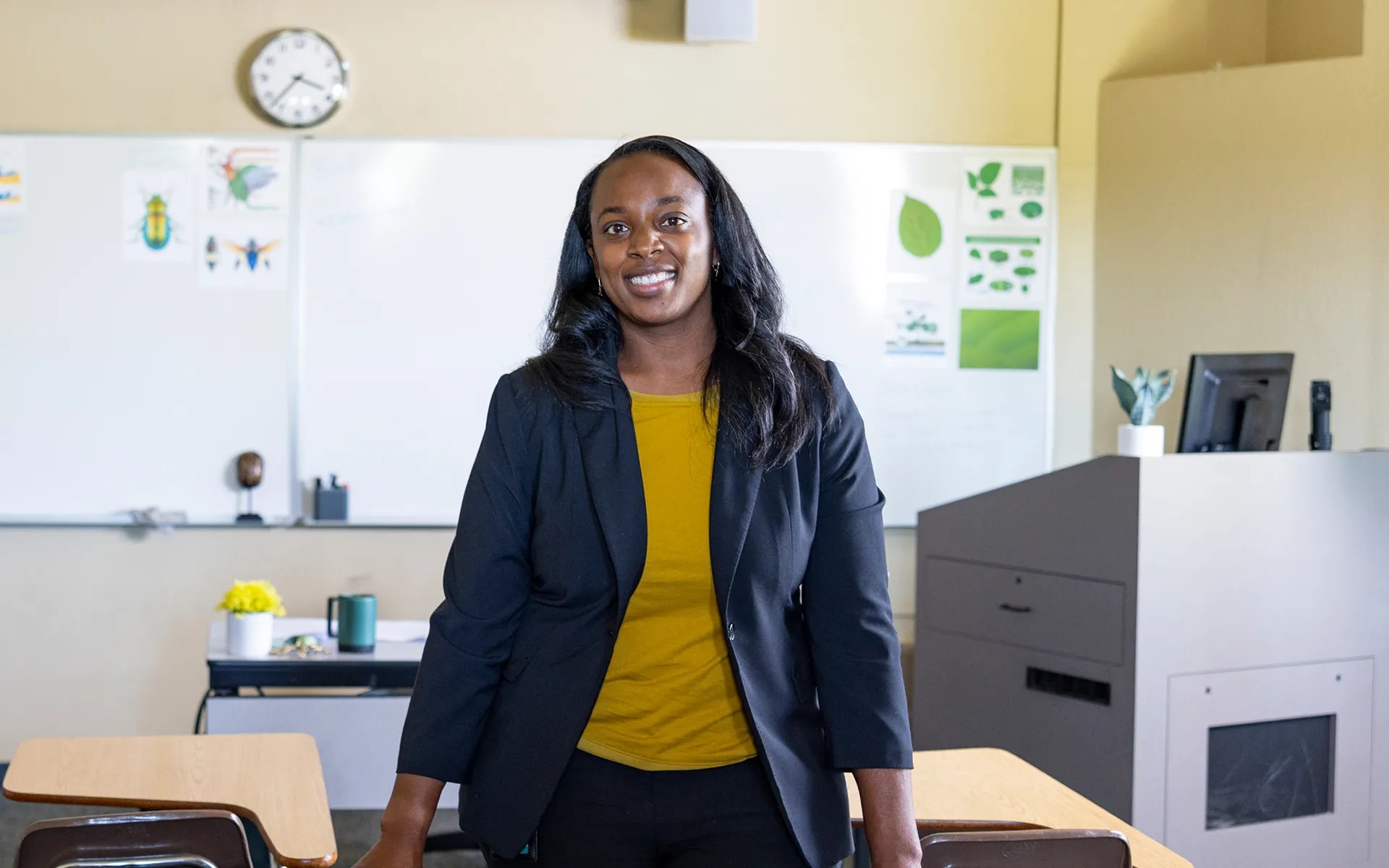 A woman in a classroom