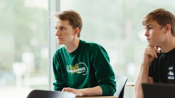 A man sitting at a desk
