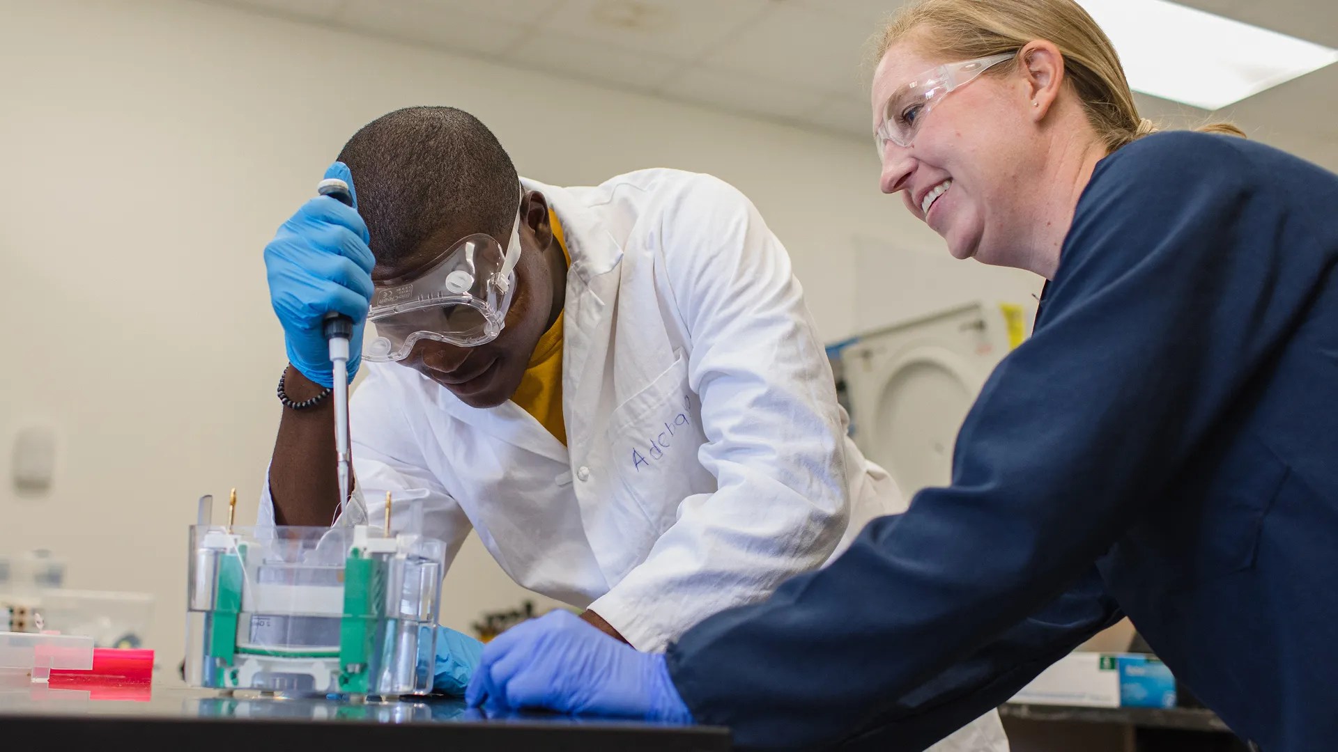 A man and woman in a lab