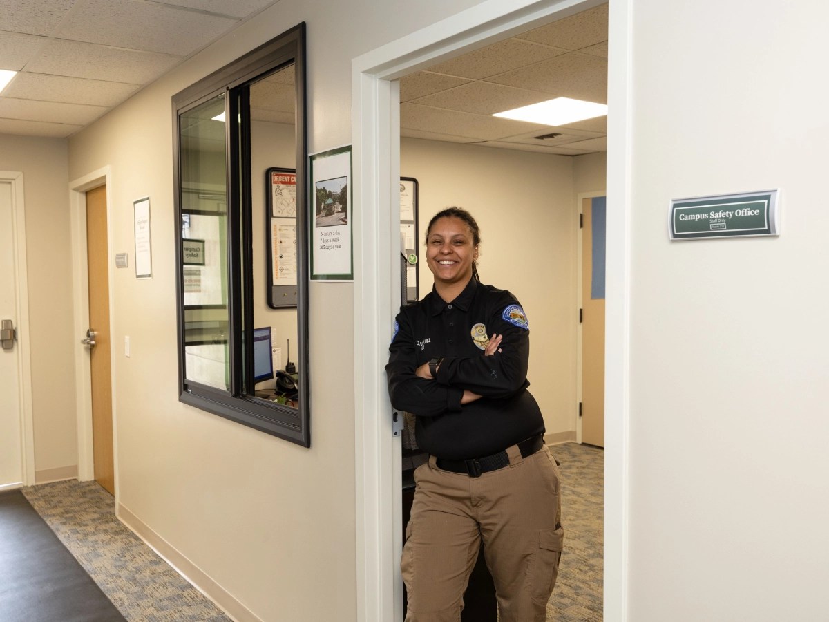 A woman standing in a doorway