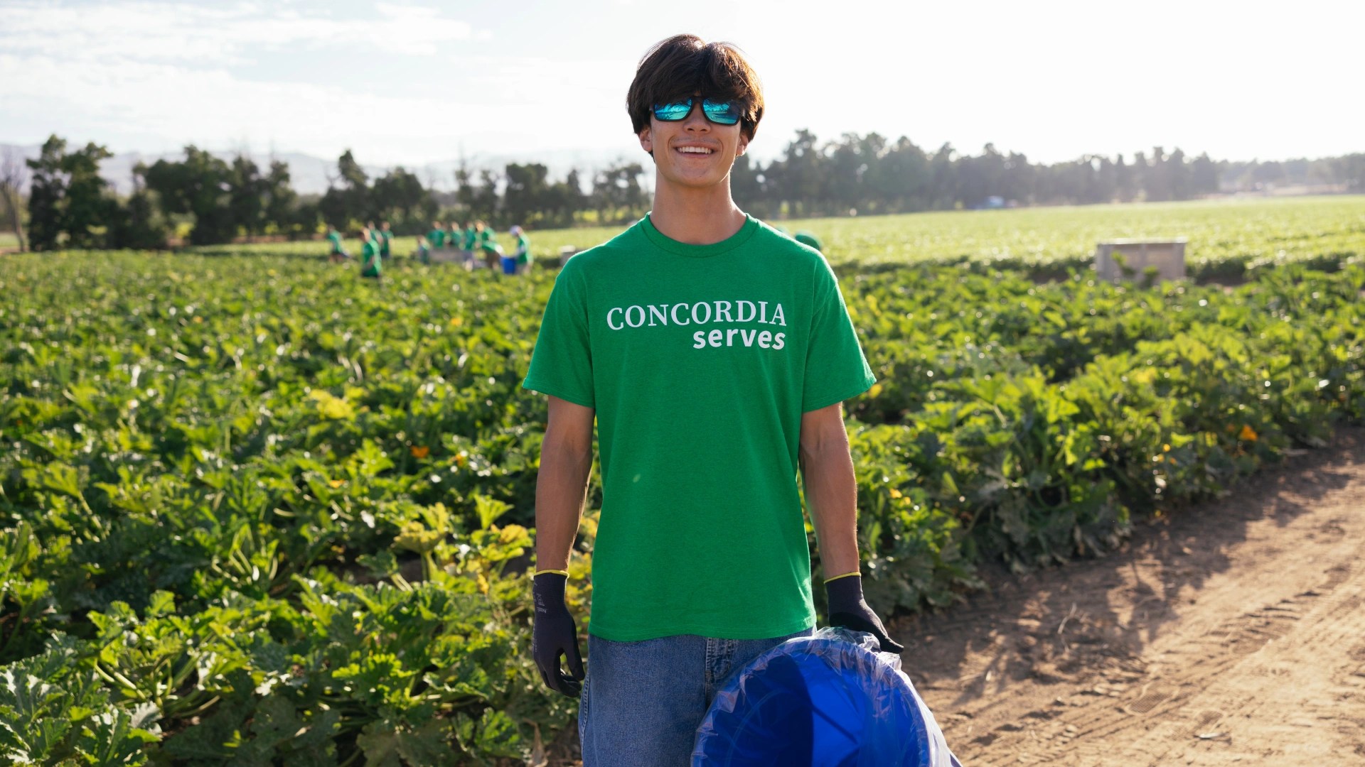 A man in a green shirt