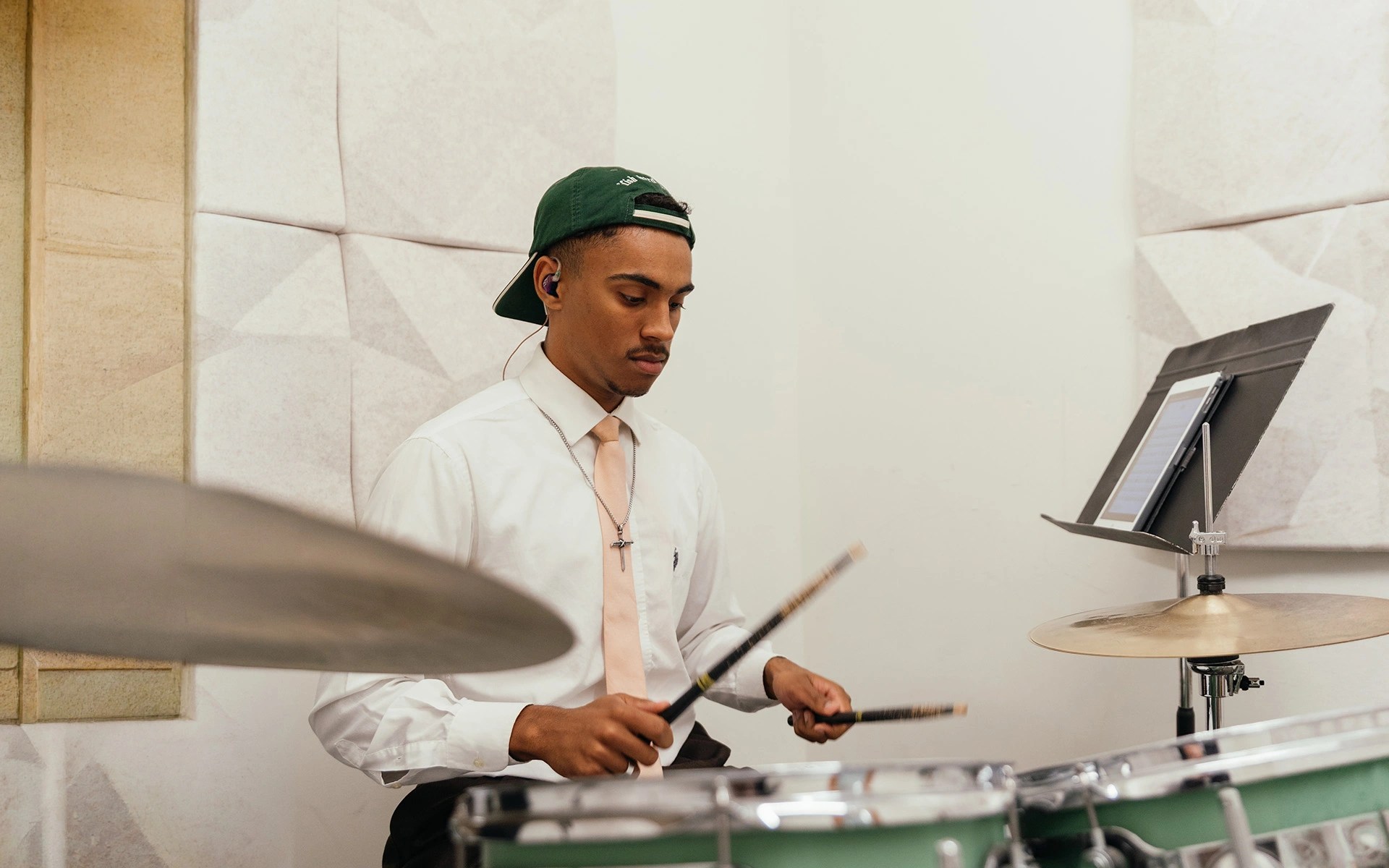 A man playing drums