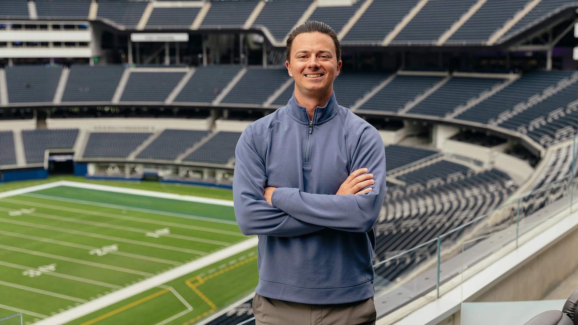 A man standing in a stadium