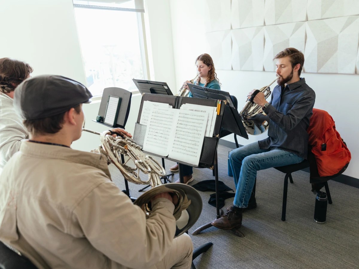 A group of people playing instruments
