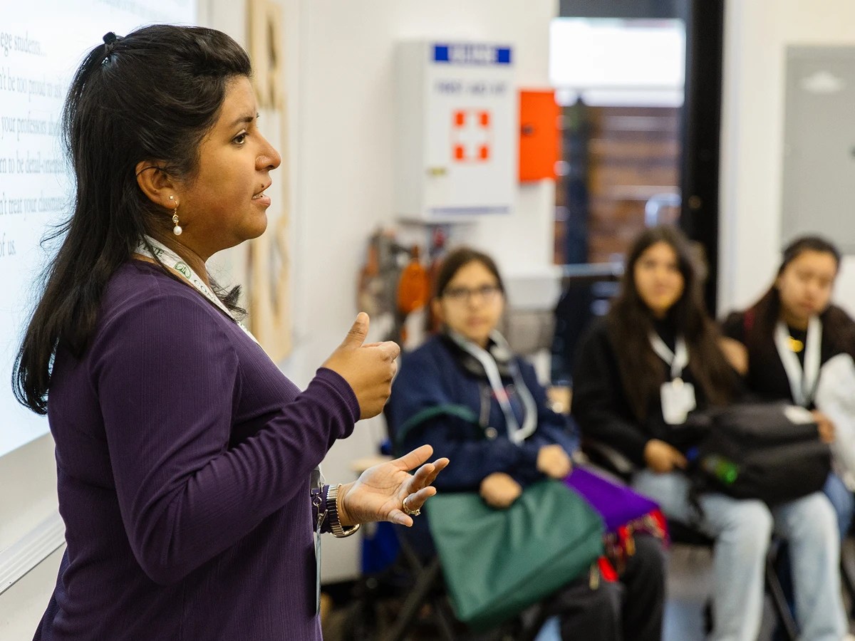 A woman giving a presentation