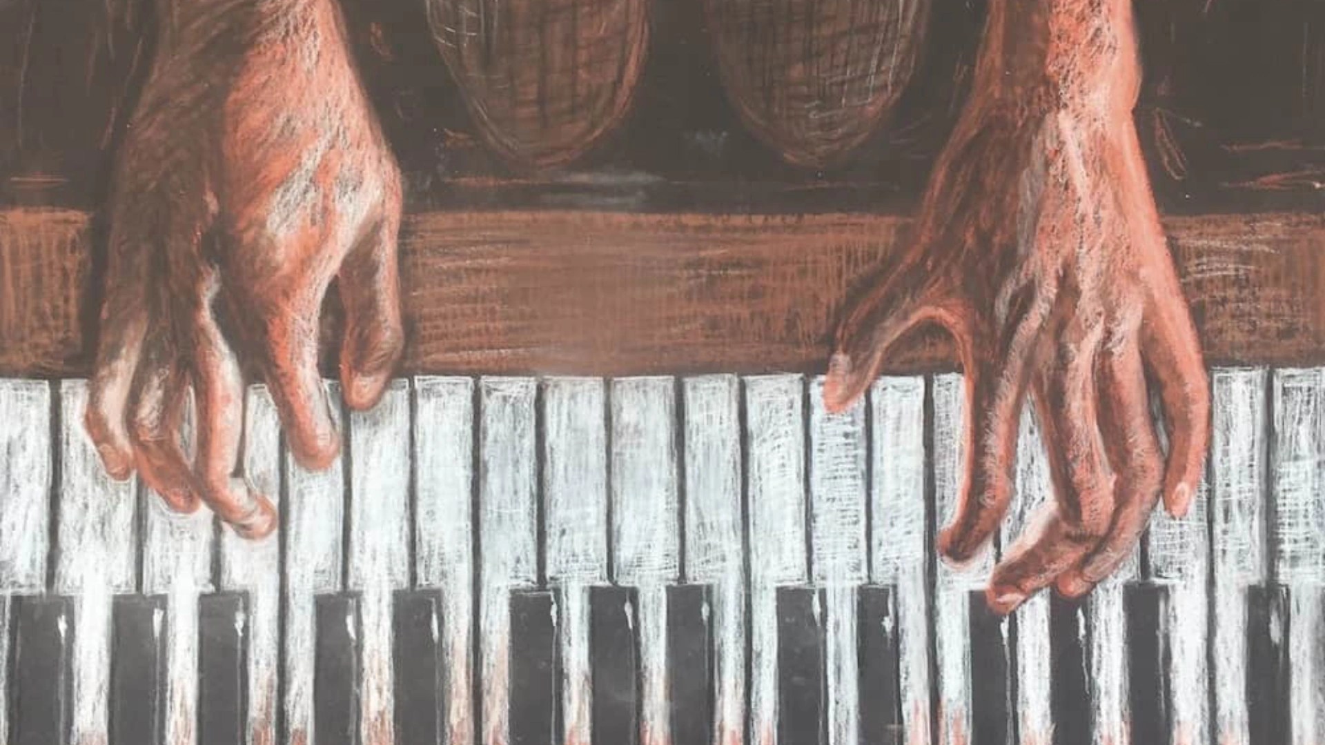 A drawing of hands on a piano