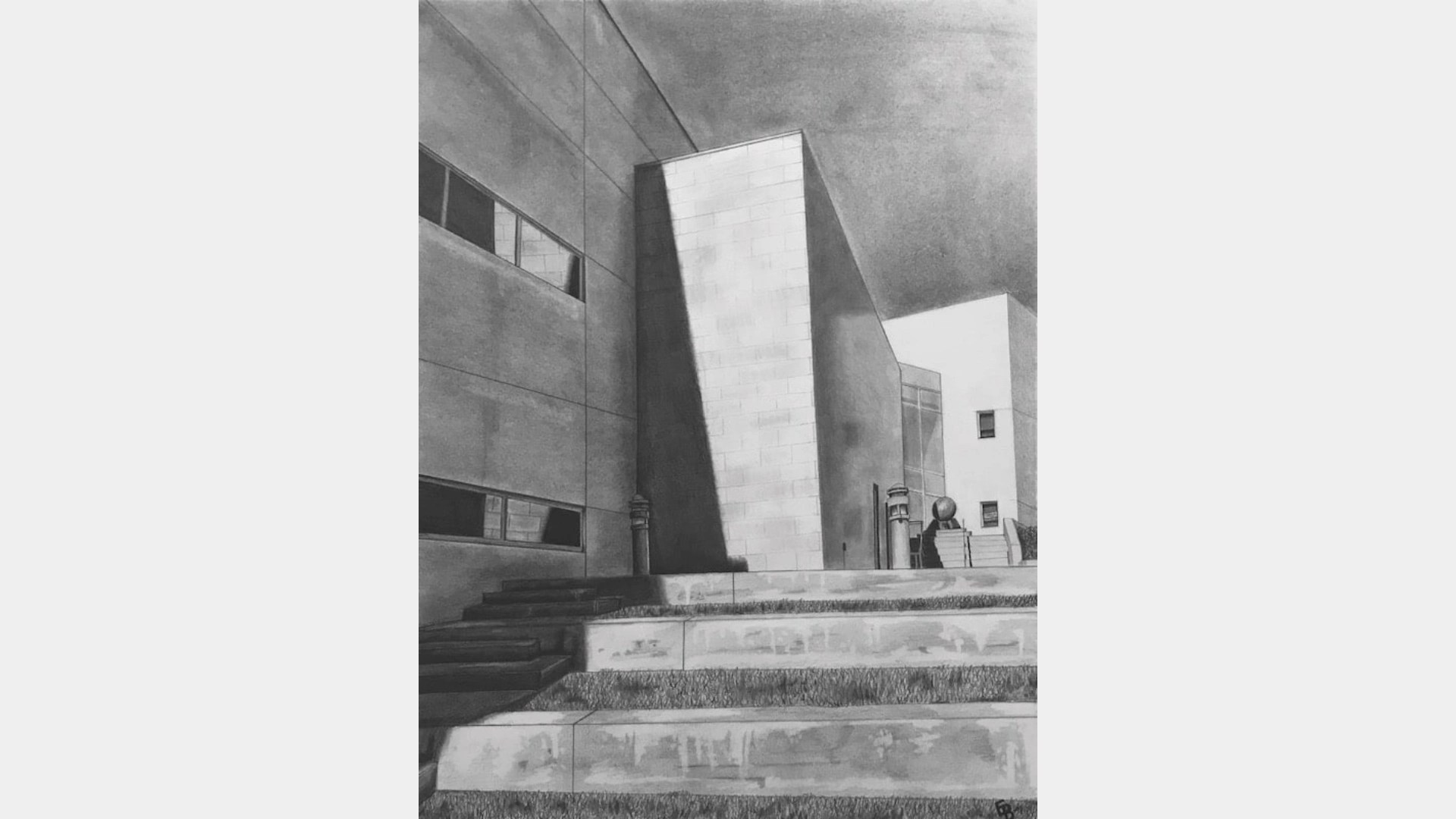 A drawing of a building
