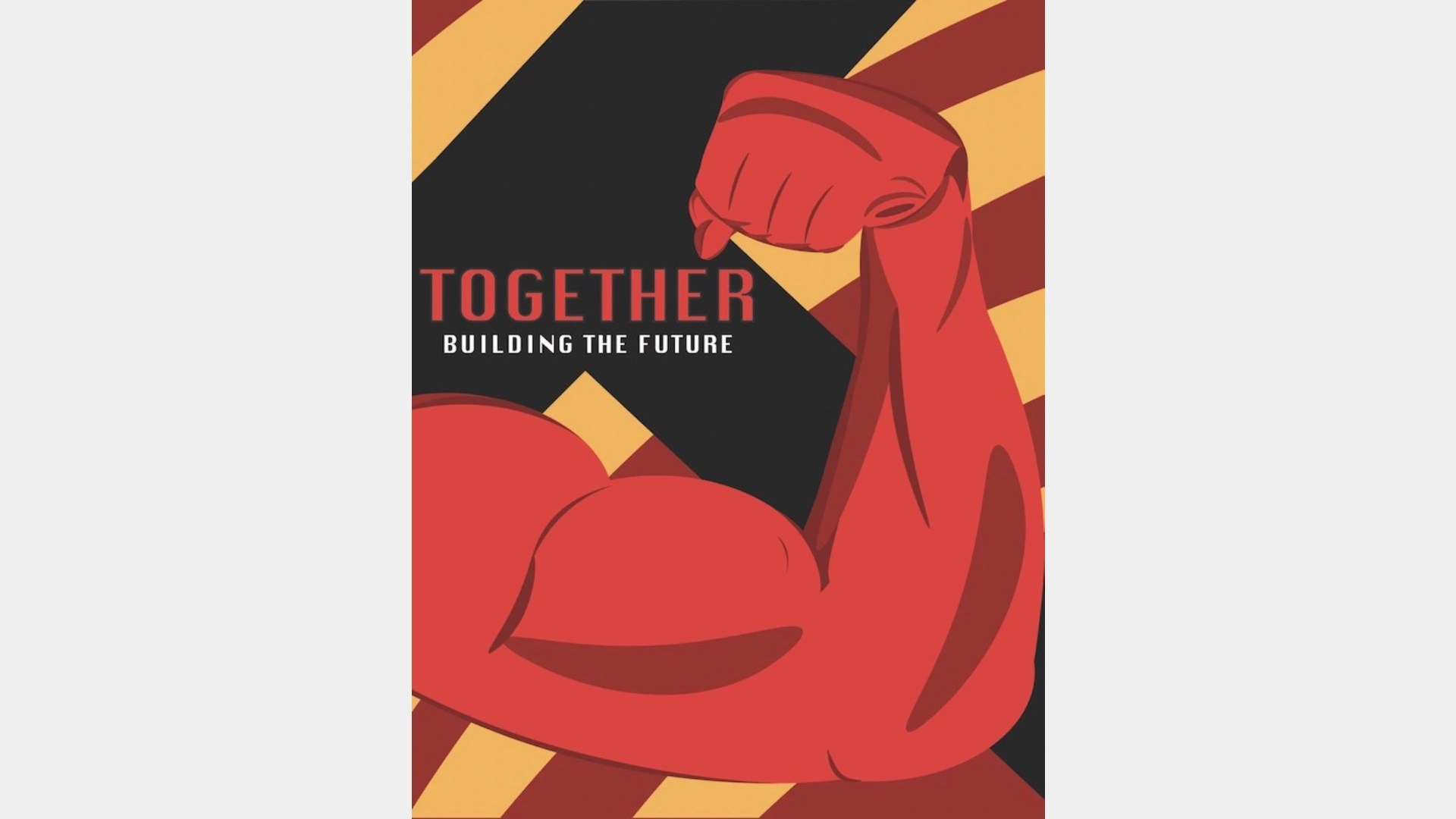 A poster of a red arm flexing