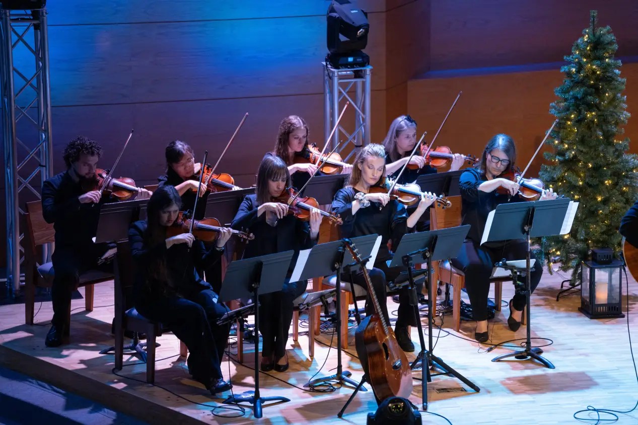 A group of people playing instruments