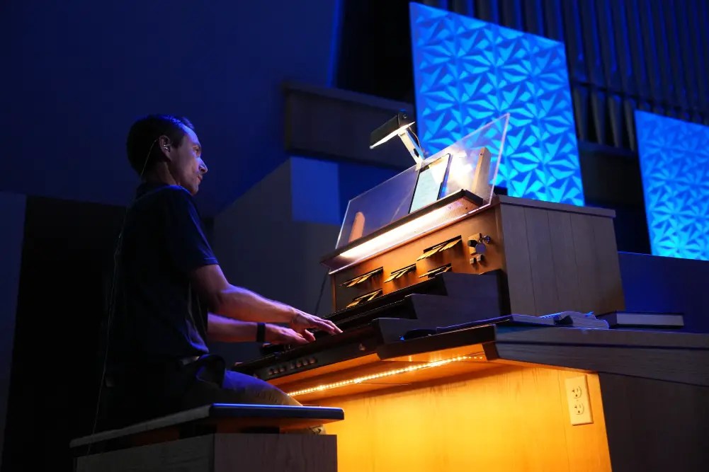 A man playing a keyboard