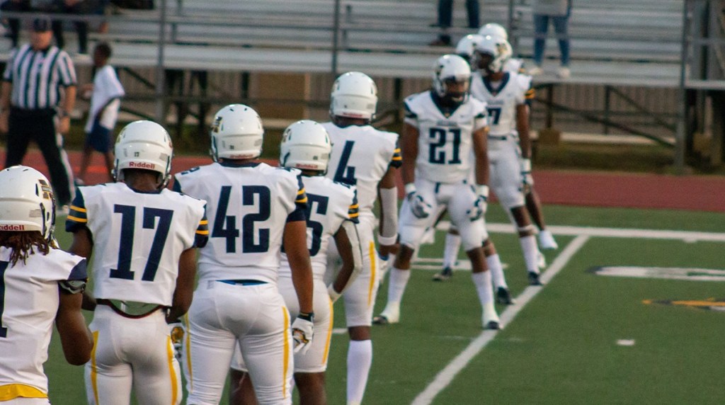 A group of football players on a field