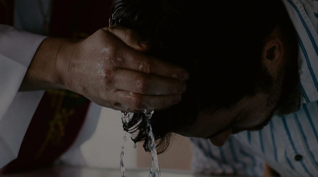 A person being baptized