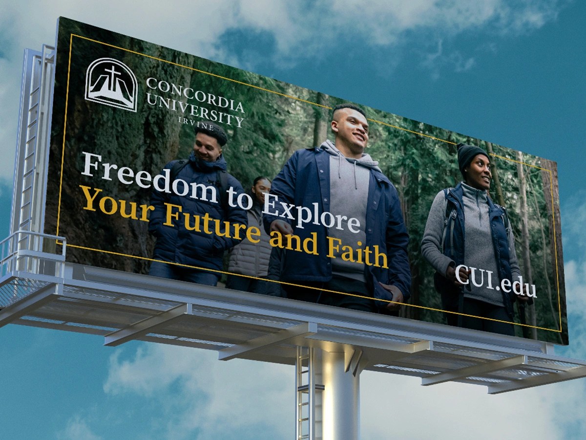 A billboard with people on it