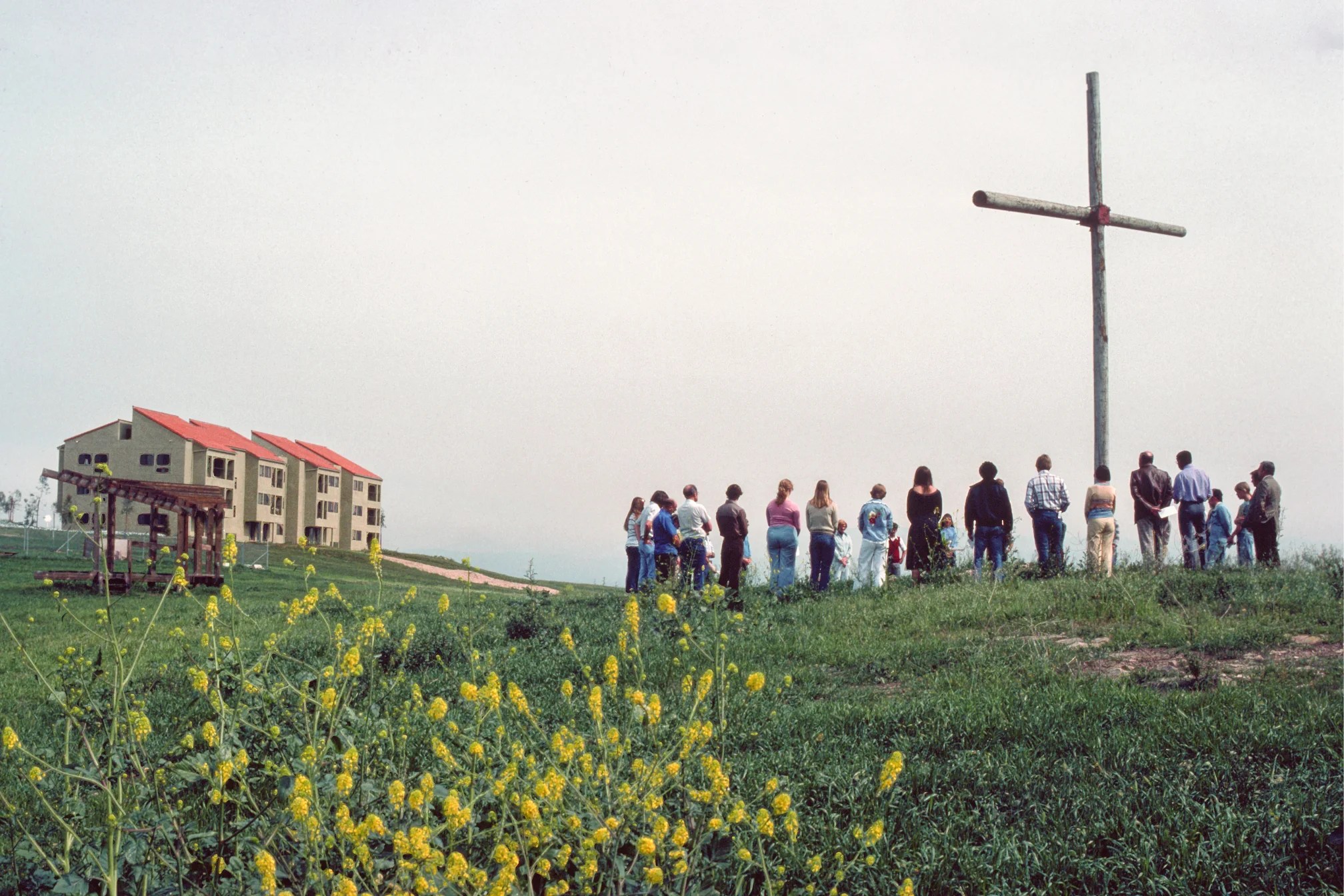 A group of people standing in a line