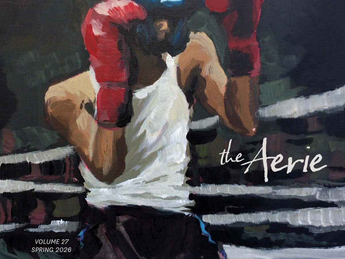 A painting of a man wearing boxing gloves