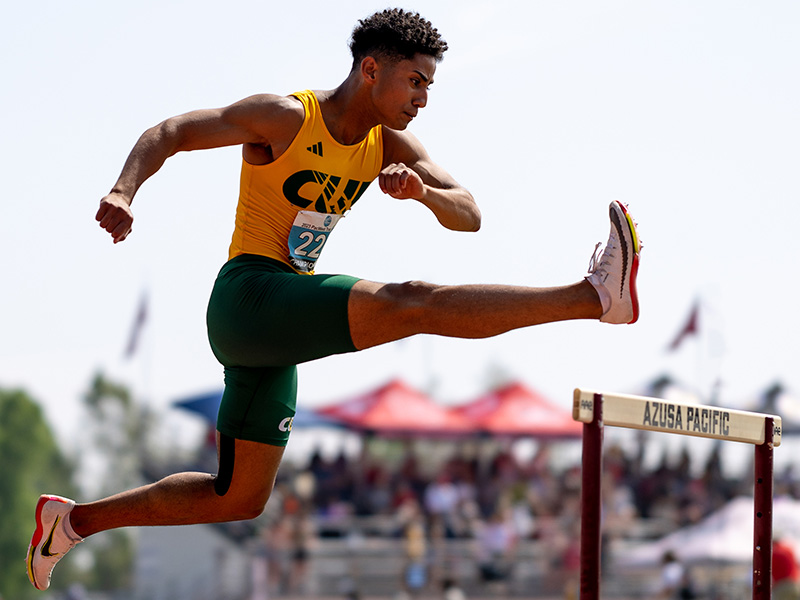 A man jumping over a hurdle