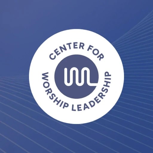 A logo on a blue background