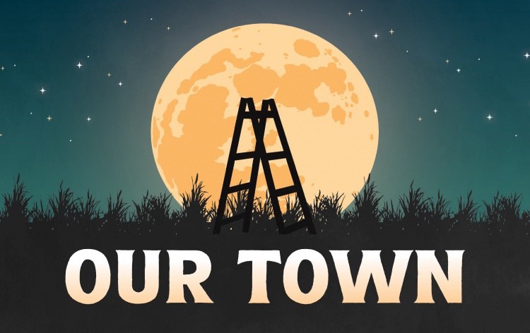 A ladder in front of a moon