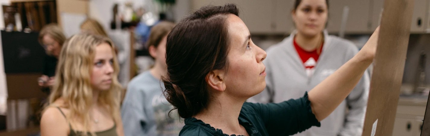 A woman looking to the side