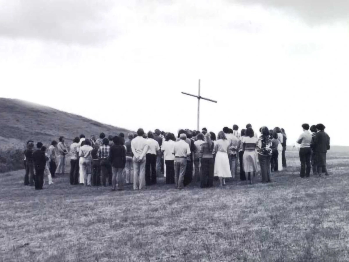 A group of people standing in a line