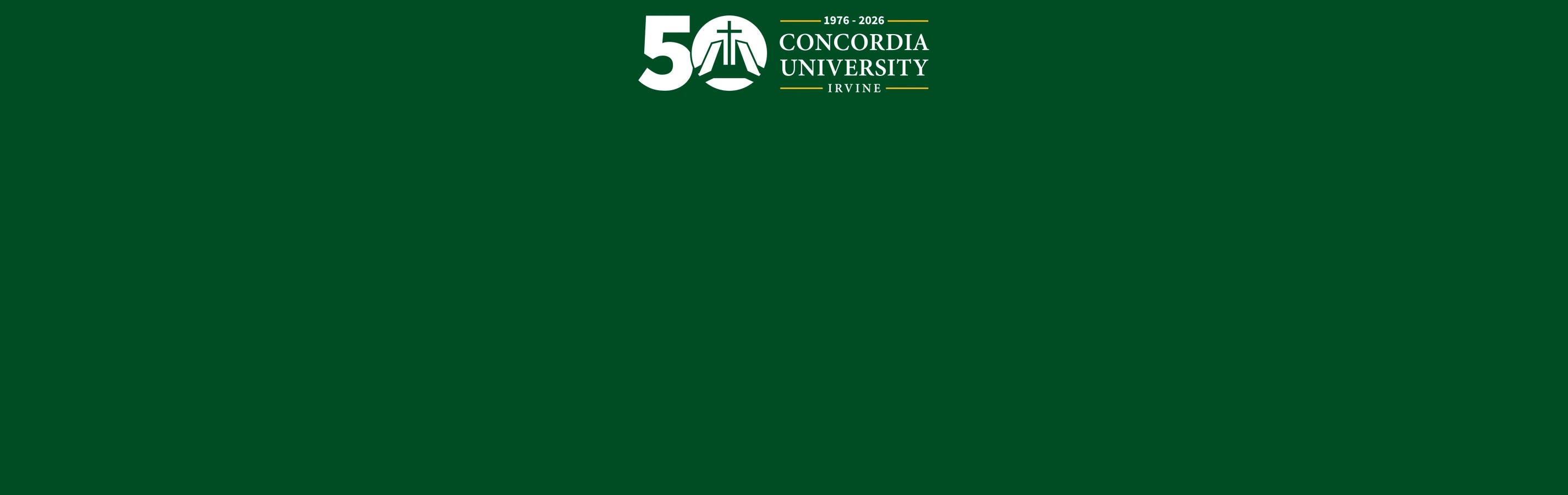 Concordia University Irvine 50th anniversary logo, 1976-2026