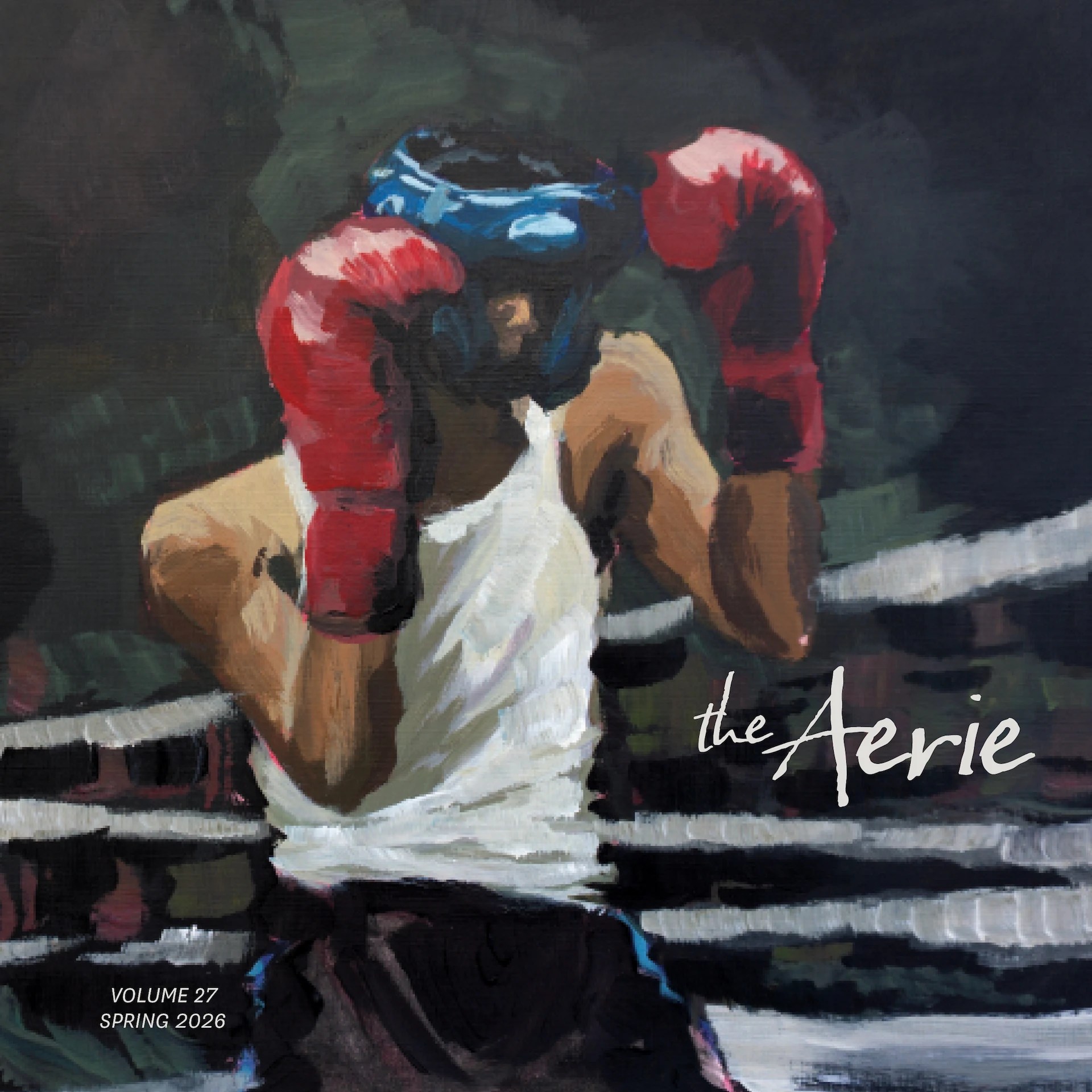 A painting of a man wearing boxing gloves