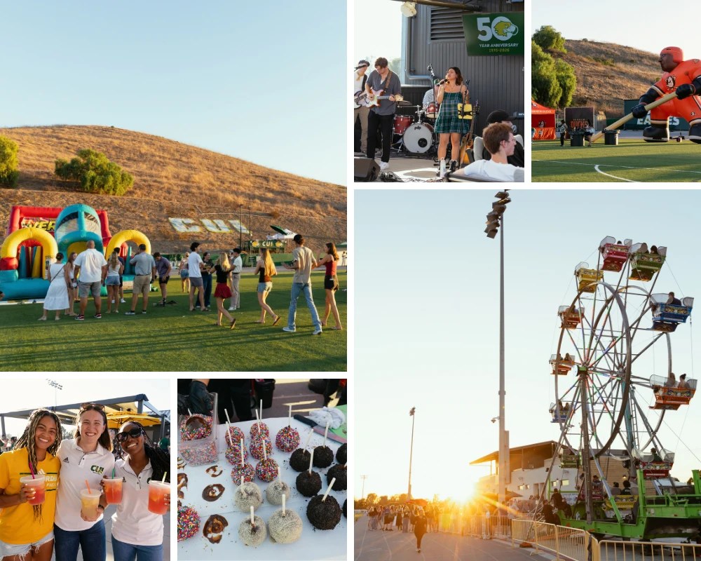 A collage of people in a field