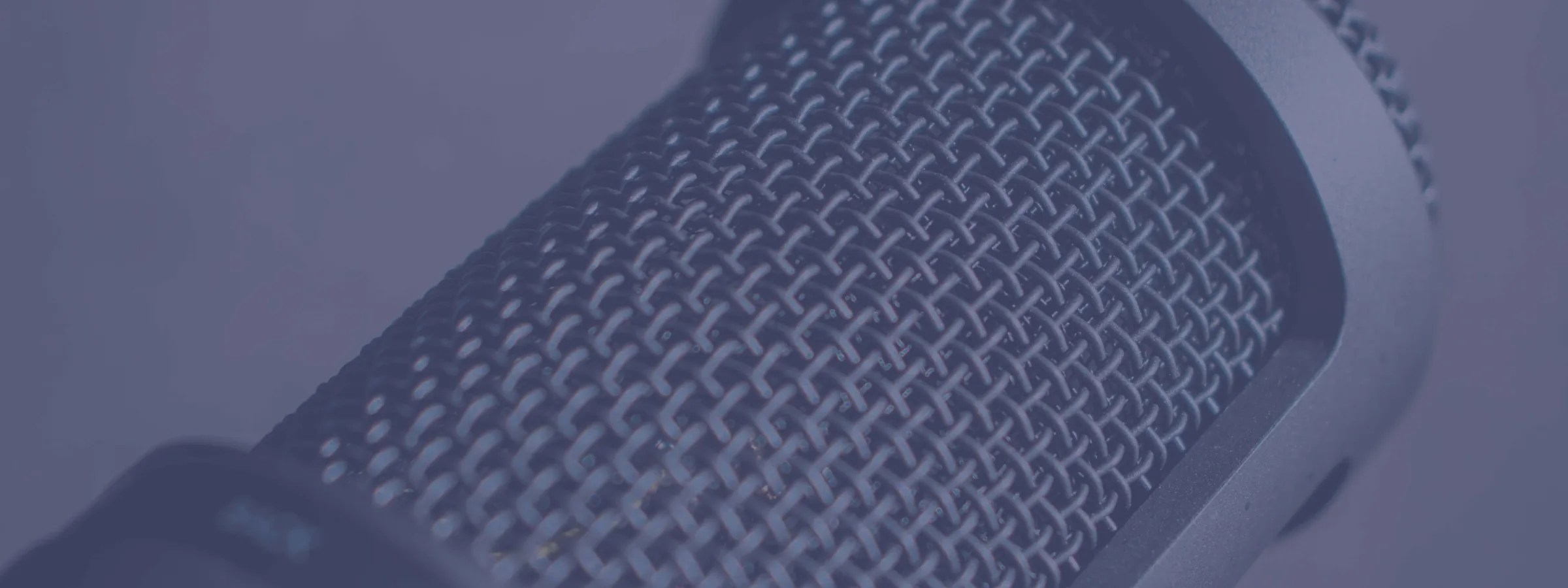 Studio microphone with a blue overlay
