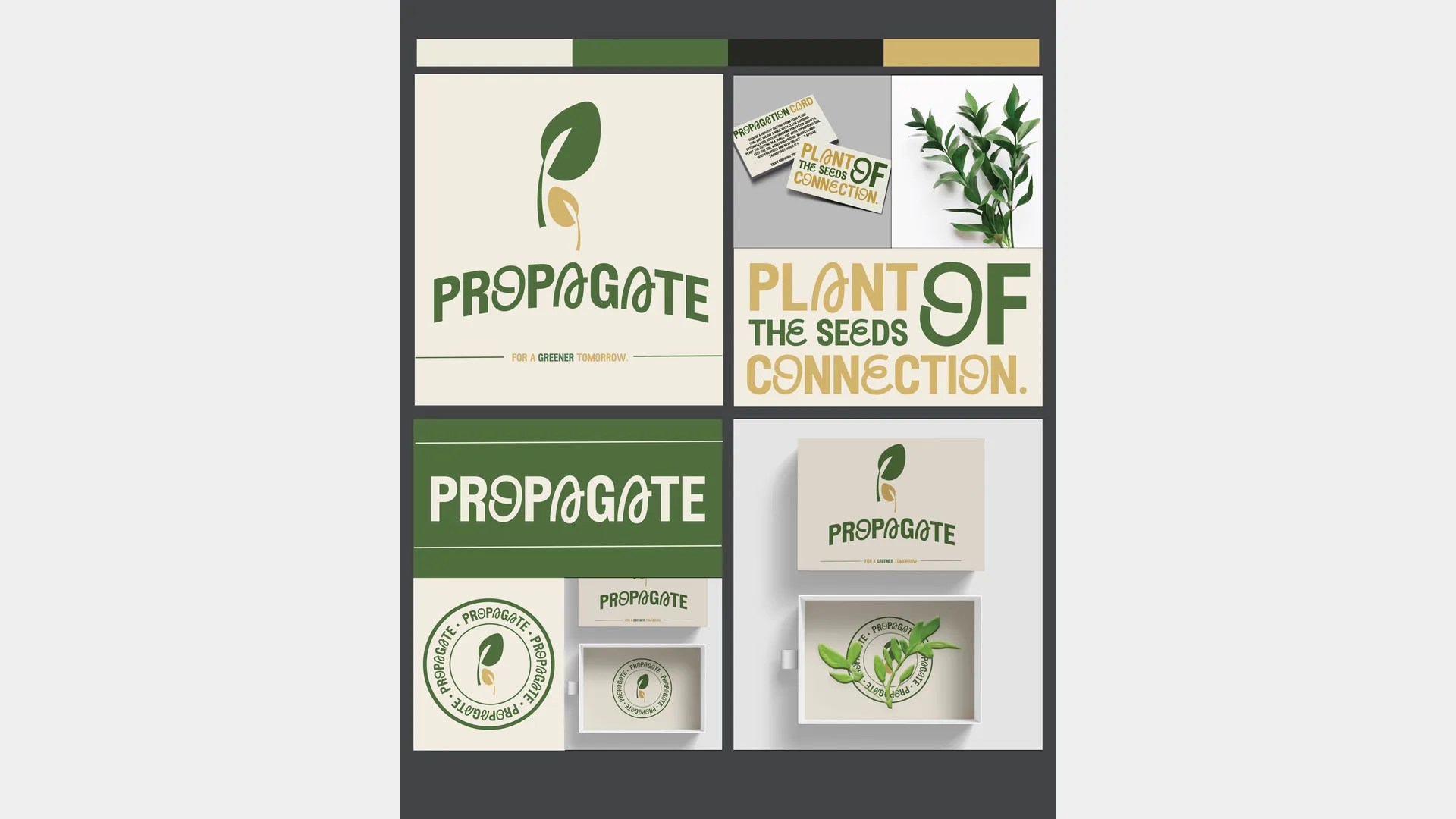 Propagate logo with a sprouting seed and packaging in green and cream