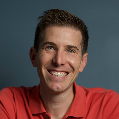 A man in a red shirt